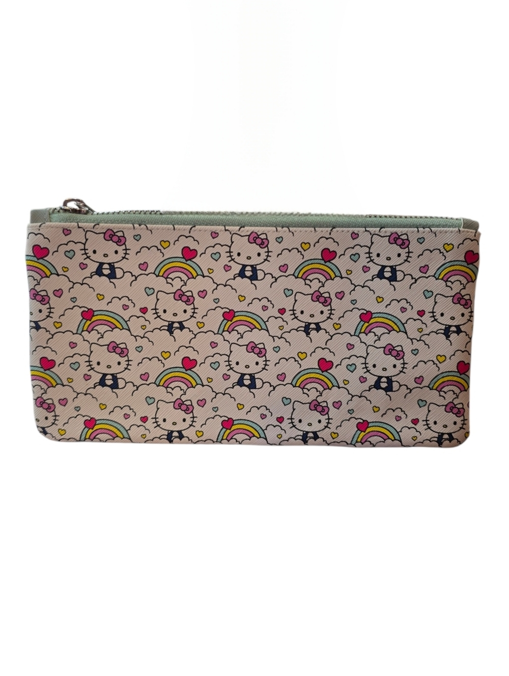 Hello Kitty White Faux Leather Zip Pouch Cosmetic Case